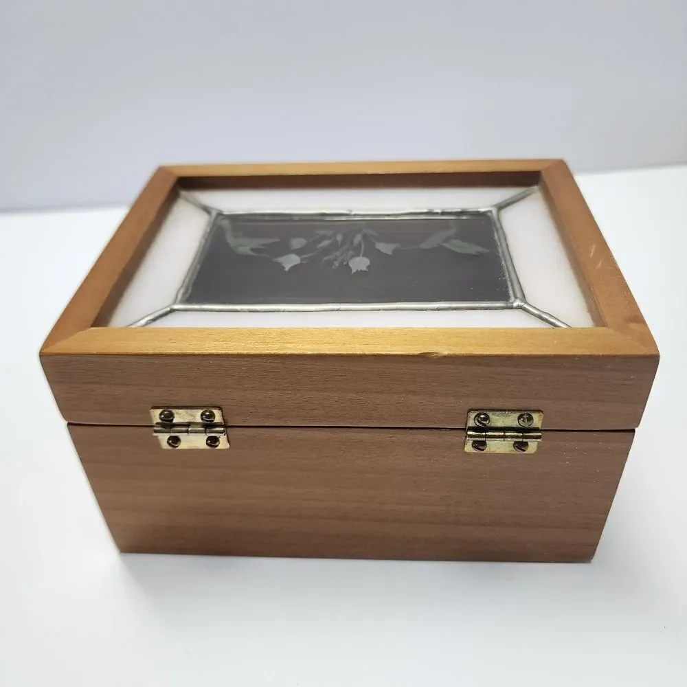 Wood and Glass Jewelry/Trinket Box